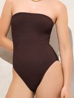 NWT J. Crew Gemma Bandeau Scruchie One Piece Espresso